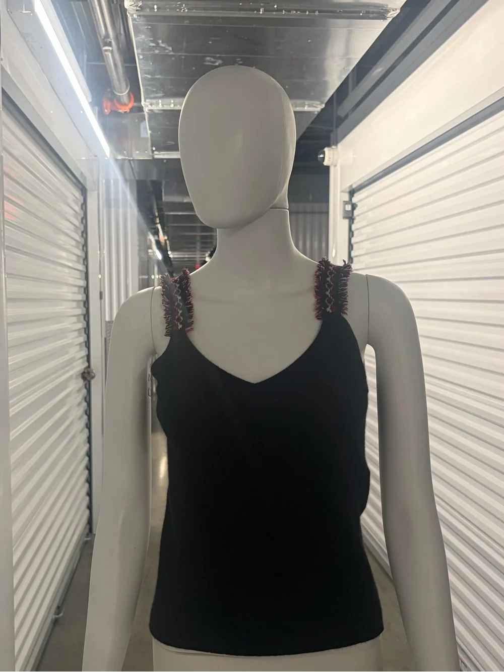 CHANEL CASHMERE TWEED TRIM CARDIGAN CAMISOLE TWIN SET FR 42 BLACK